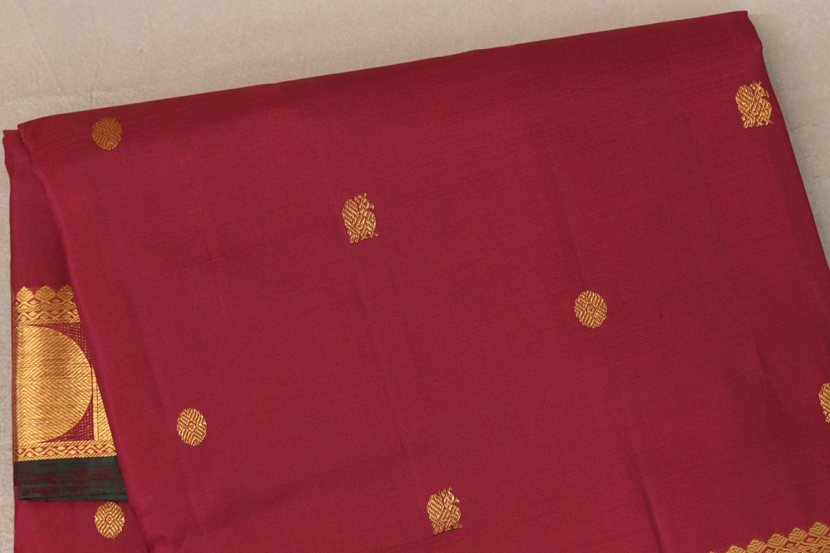 Reddish Maroon Ten Yards Silk Saree by Shreenivas Silks PSSR0110113