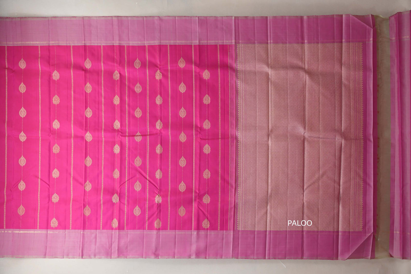 Bright Rani Pink with light baby pink border Vintage Kanjivaram Silk Saree by Shreenivas Silks PSSR018937 - Parisera