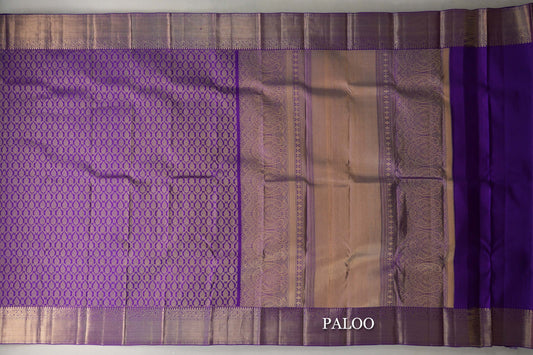 Violet Purple Kanjivaram Silk Saree paloo