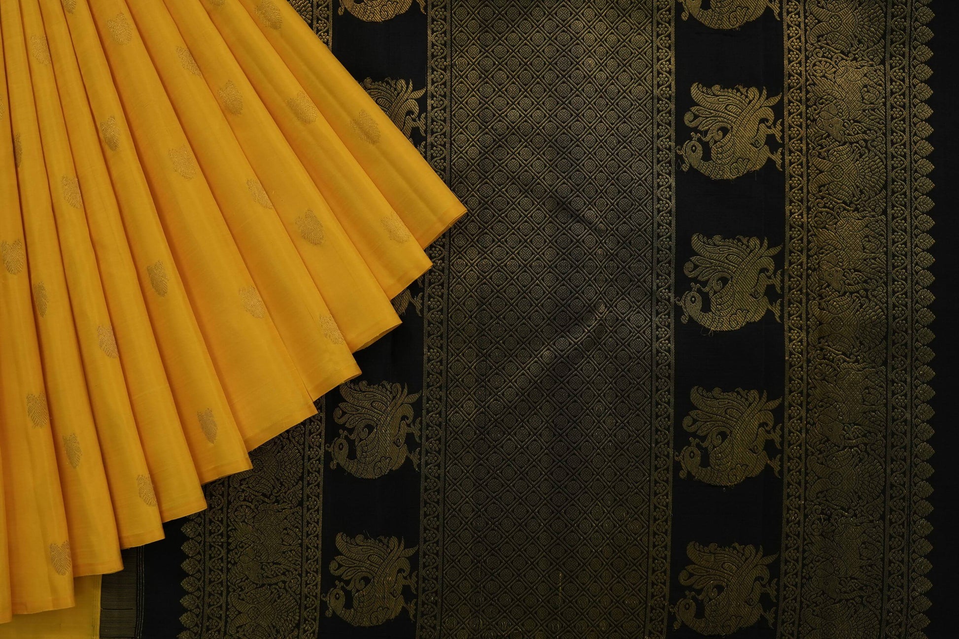 Yellow kanchipuram silk saree