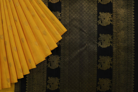 Yellow kanchipuram silk saree