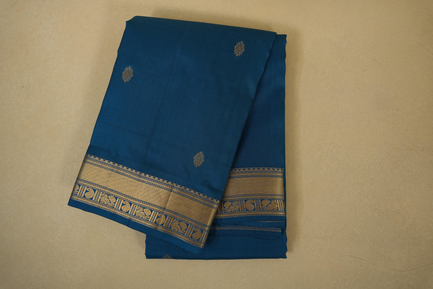Peacock blue light weight kanchipuram silk saree