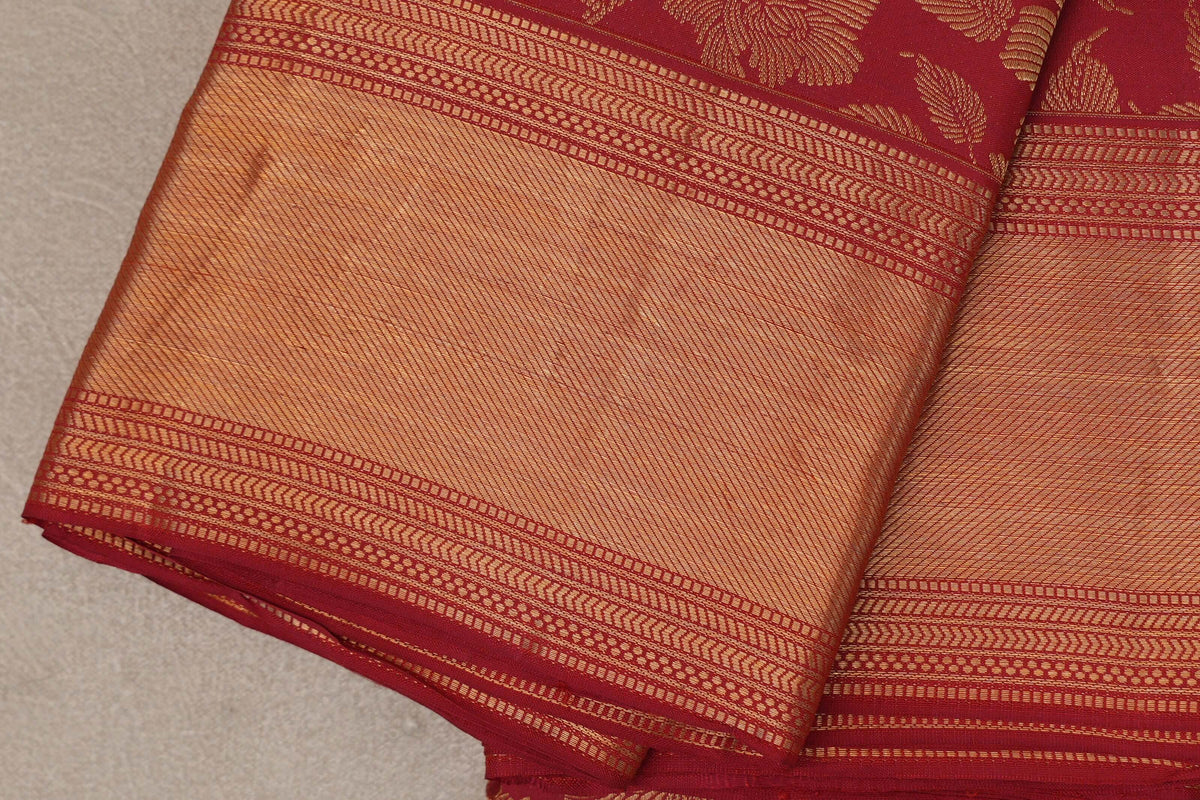 Chilli Red Kanjivaram Silk Saree border