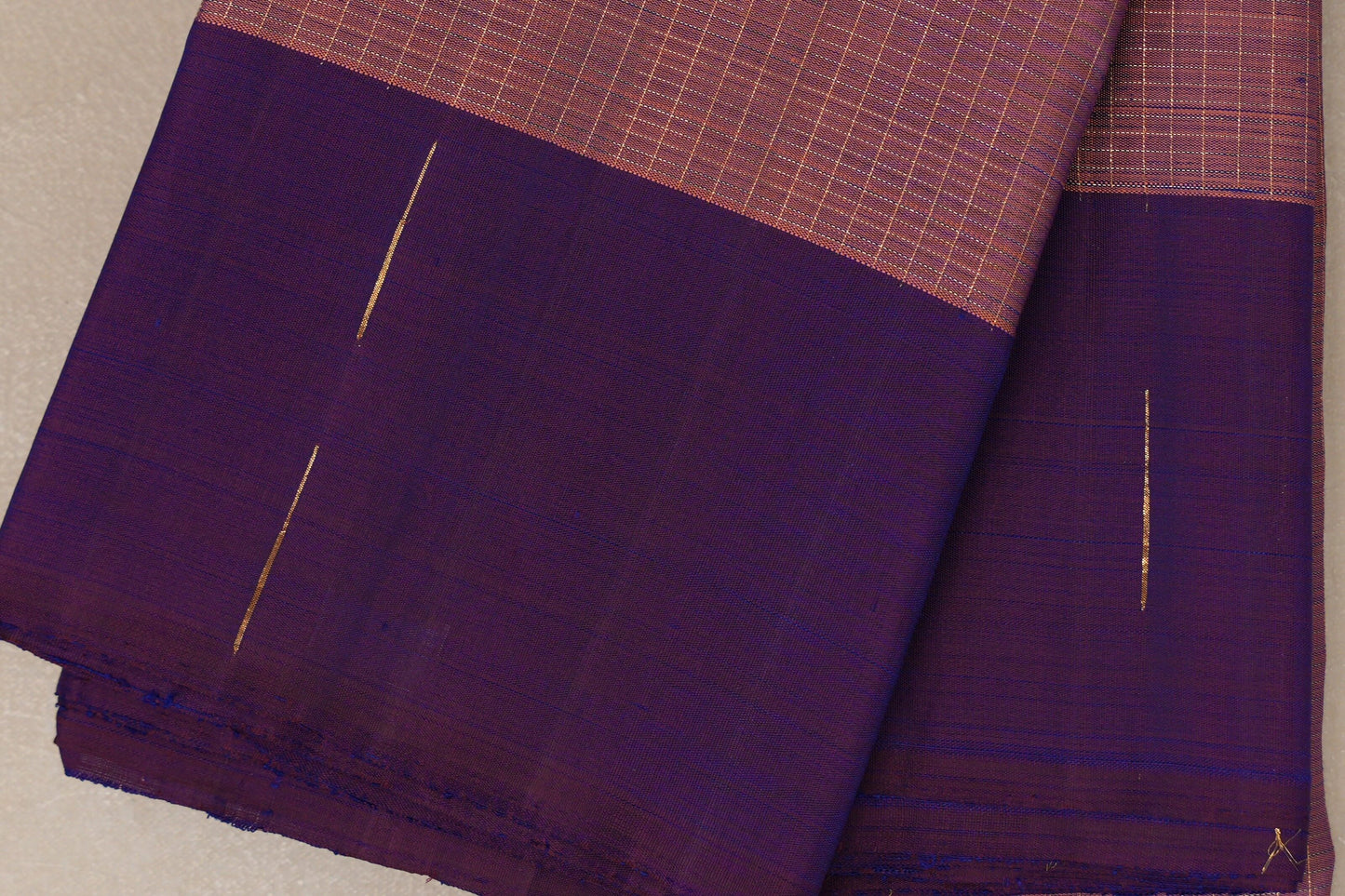 Onion Pink with Dual Tone of Plum and Blue border Vintage Kanjivaram Silk Saree by Shreenivas Silks PSSR018942