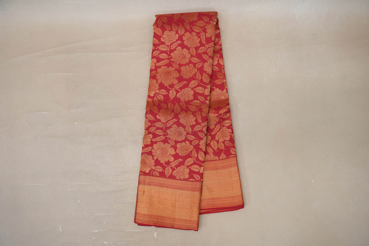 Online Chilli Red Kanjivaram Silk Saree
