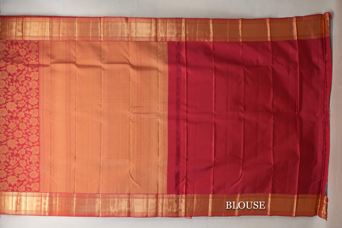 Chilli Red Kanjivaram Silk Saree blouse