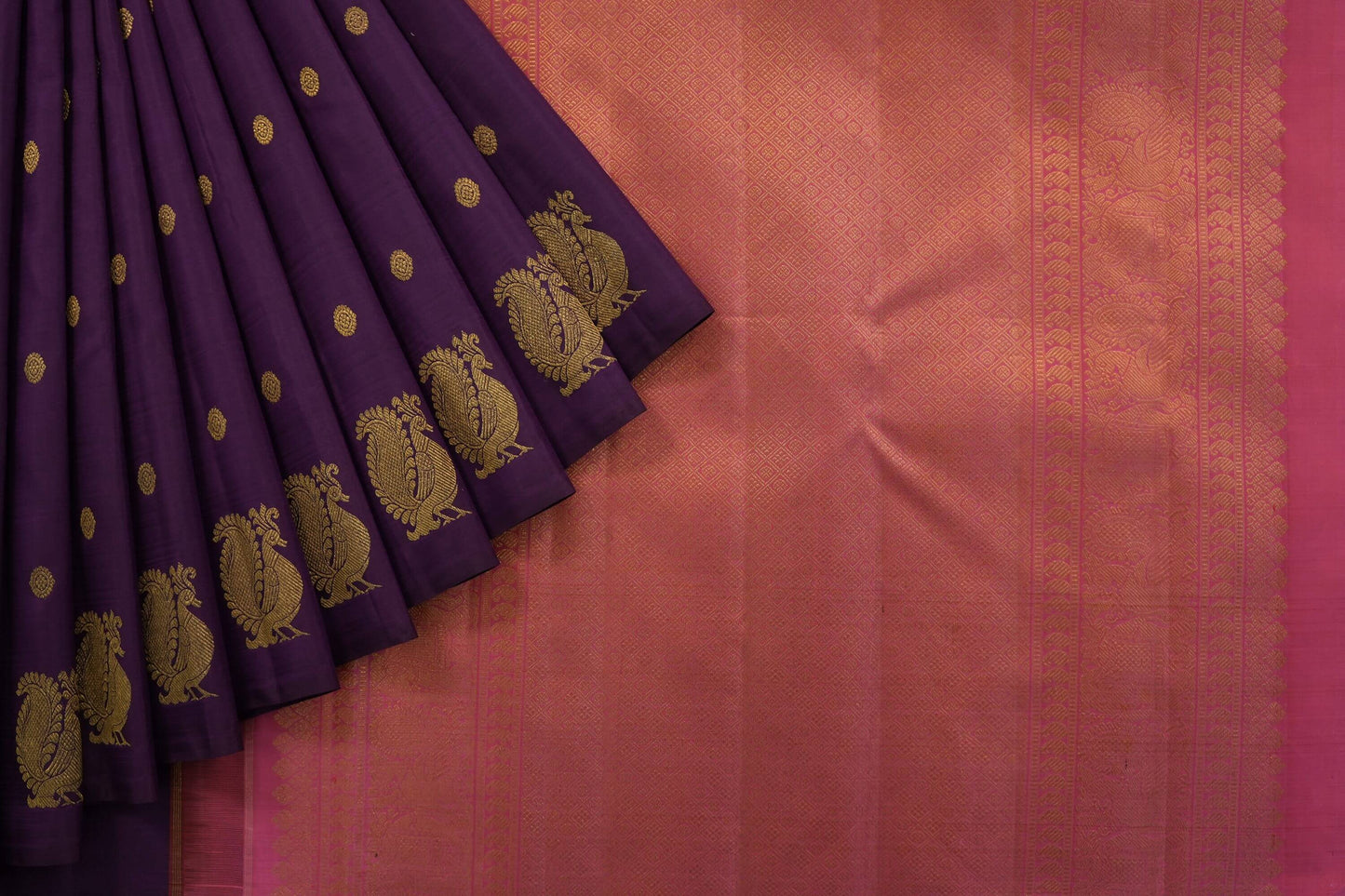 Dark purple kanchipuram silk saree