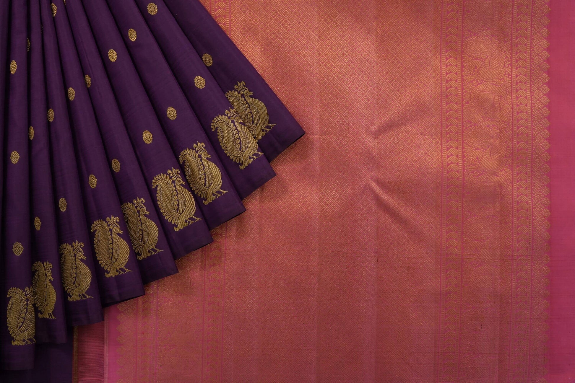 Dark purple kanchipuram silk saree
