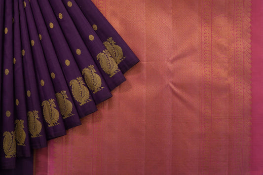 Dark purple kanchipuram silk saree