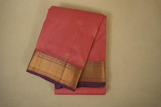 Onion Pink with Lavender Borders Light Weight Kanjivaram Silk Saree by Shreenivas Silks PSSR017889