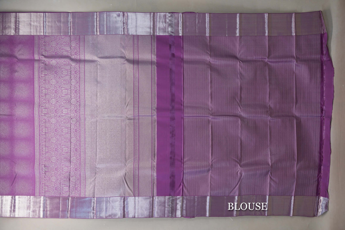 Lavender Kanjivaram Silk Saree blouse