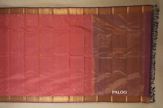 Onion Pink with Lavender Borders Light Weight Kanjivaram Silk Saree by Shreenivas Silks PSSR017889