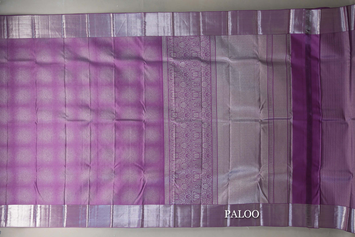 Lavender Kanjivaram Silk Saree paloo