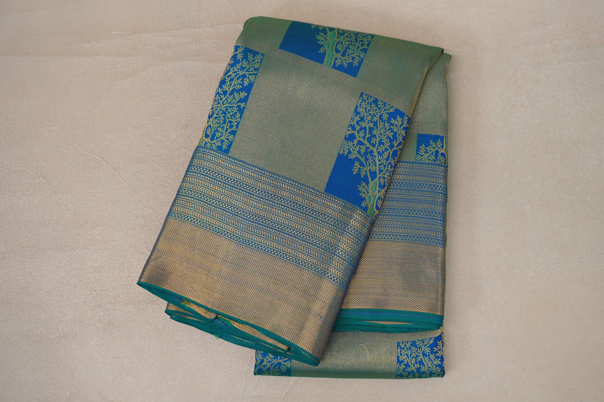 Peacock Blue Kanjivaram Silk Saree