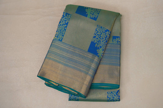 Peacock Blue Kanjivaram Silk Saree