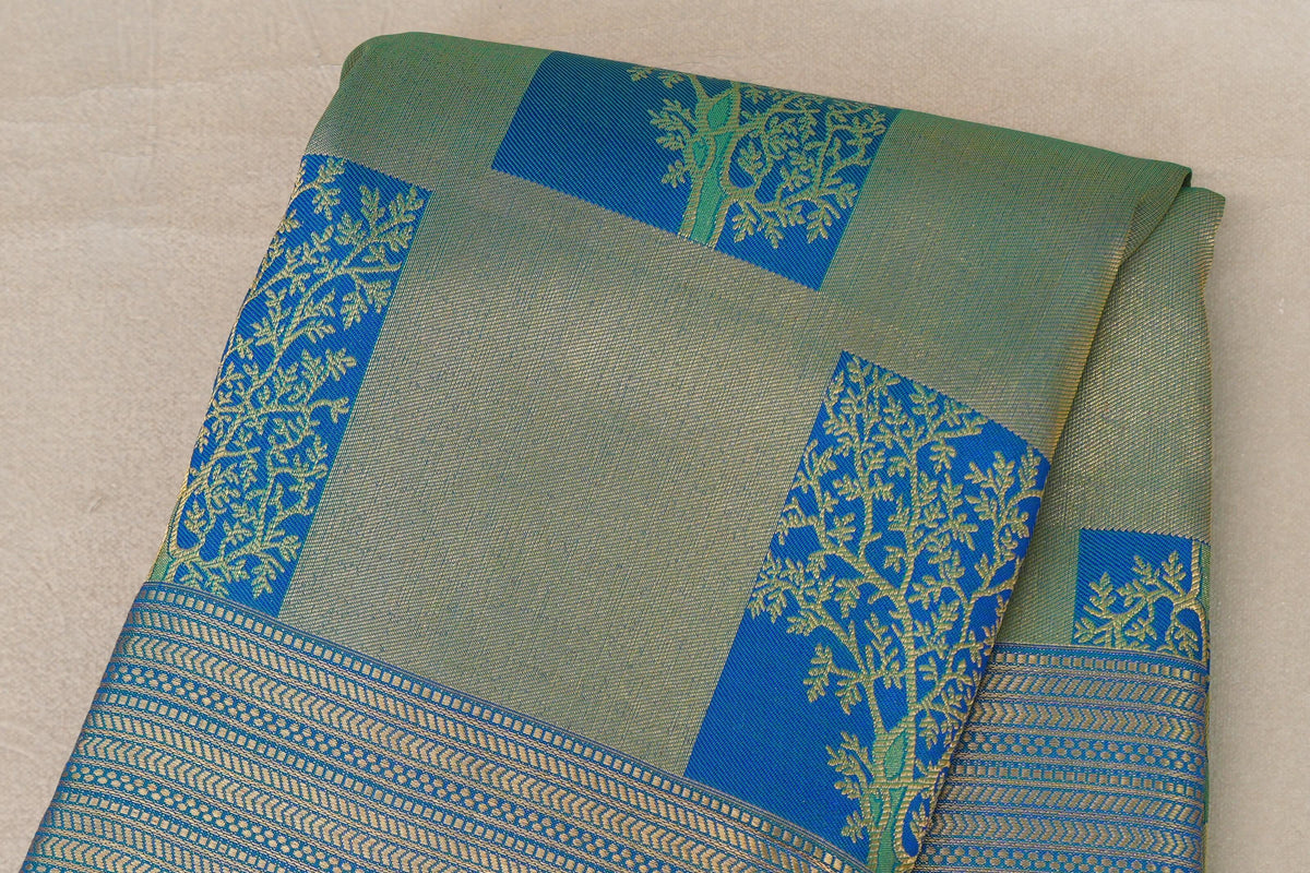Peacock Blue Kanjivaram Silk Saree body