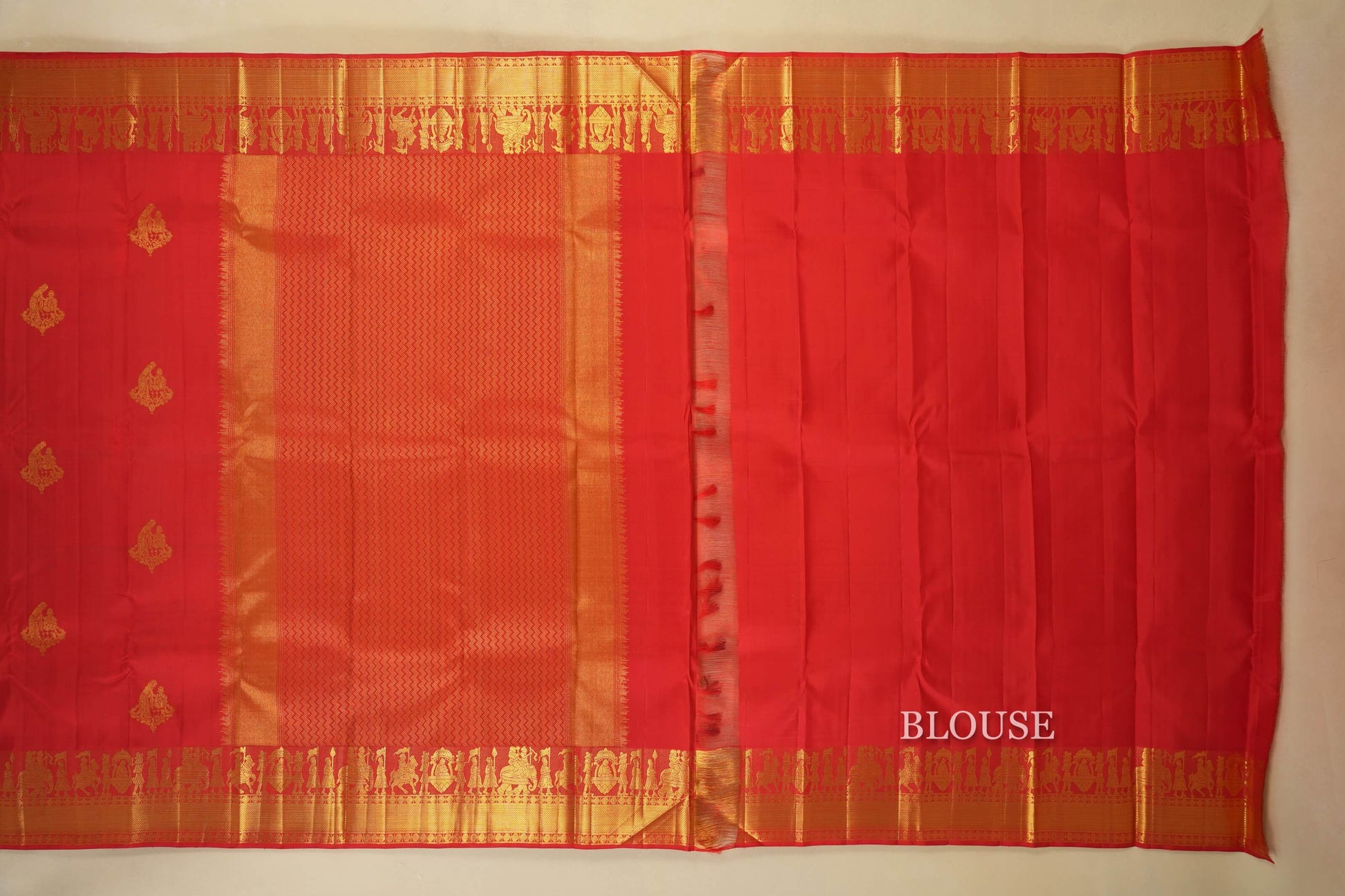 Chilli Red Kanjivaram Silk Saree blouse