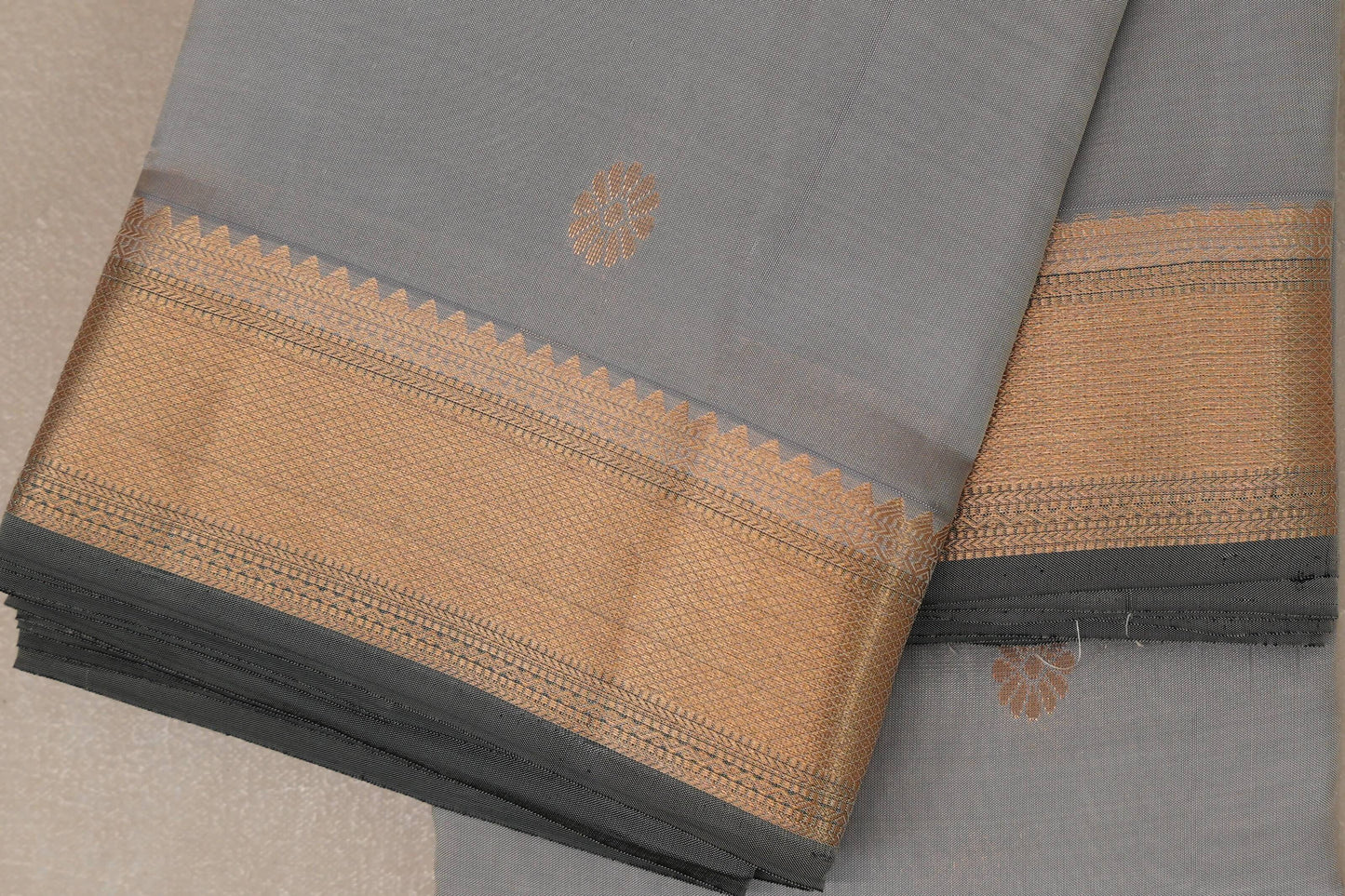 Light Grey with dark grey borders Light Weight Kanjivaram Silk Saree by Shreenivas Silks PSSR018948