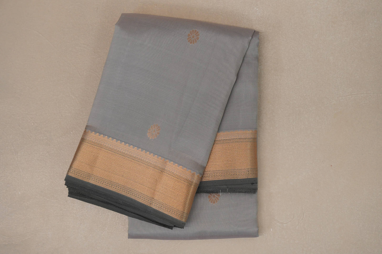 Light Grey with dark grey borders Light Weight Kanjivaram Silk Saree by Shreenivas Silks PSSR018948