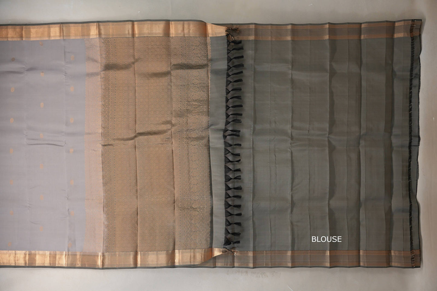 Light Grey with dark grey borders Light Weight Kanjivaram Silk Saree by Shreenivas Silks PSSR018948