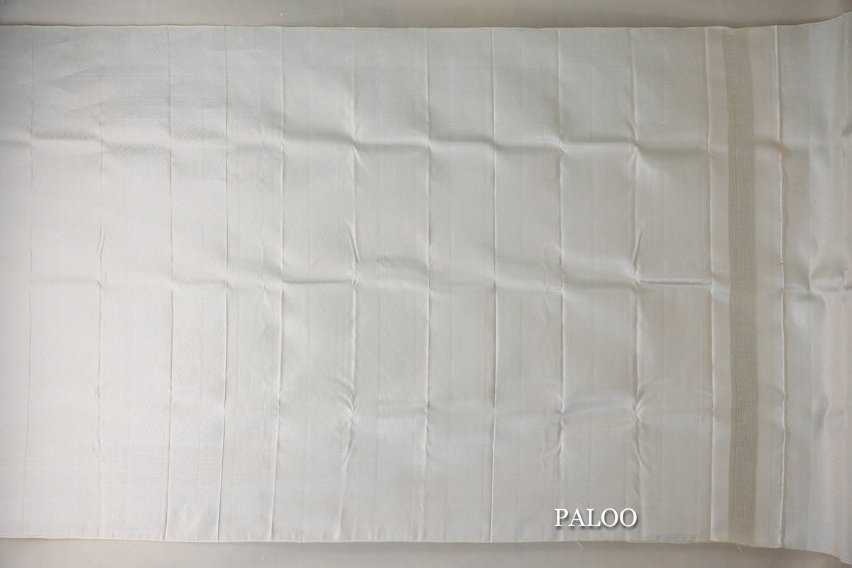 Off White Kanjivaram Silk Saree paloo