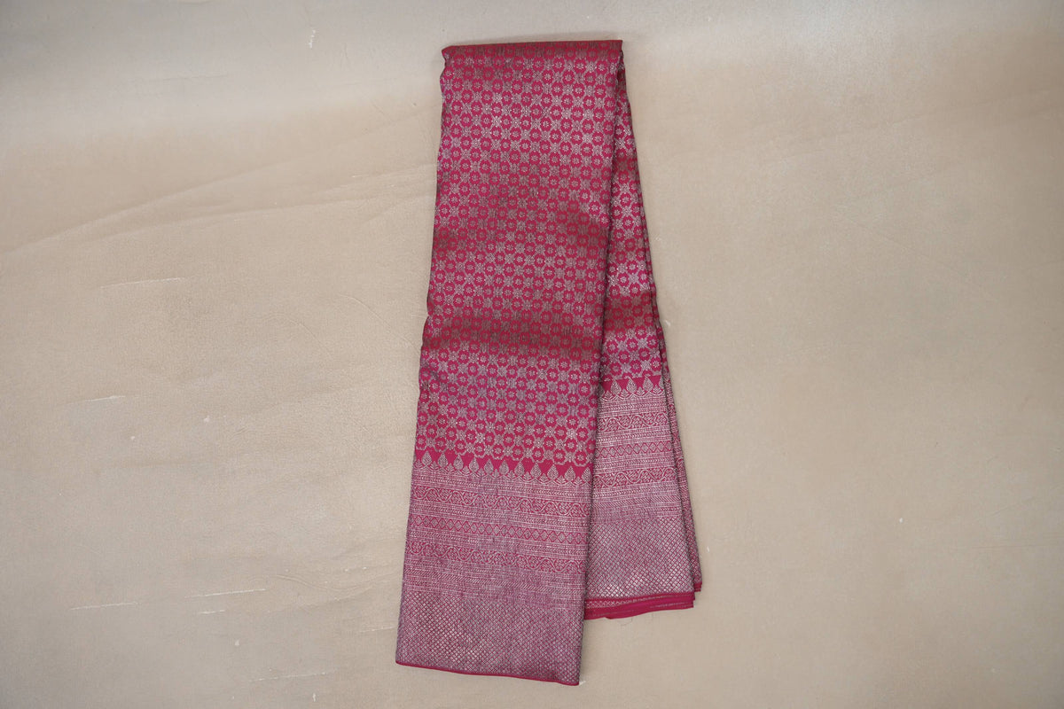 Online Deep Pink Kanjivaram Silk Saree