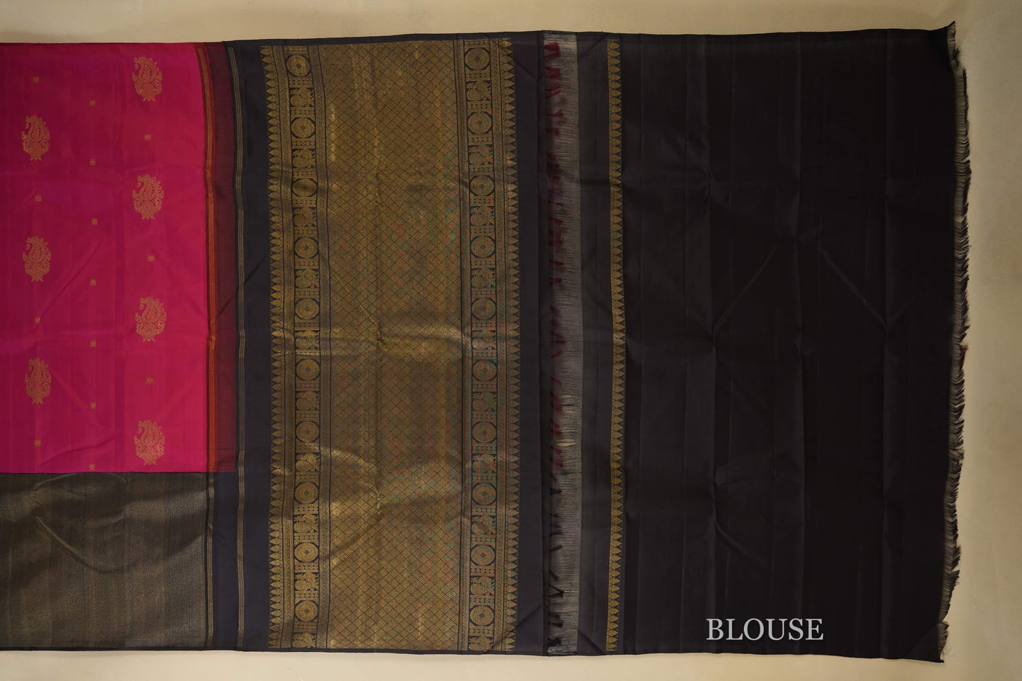 Pink Kanjivaram Silk Saree blouse