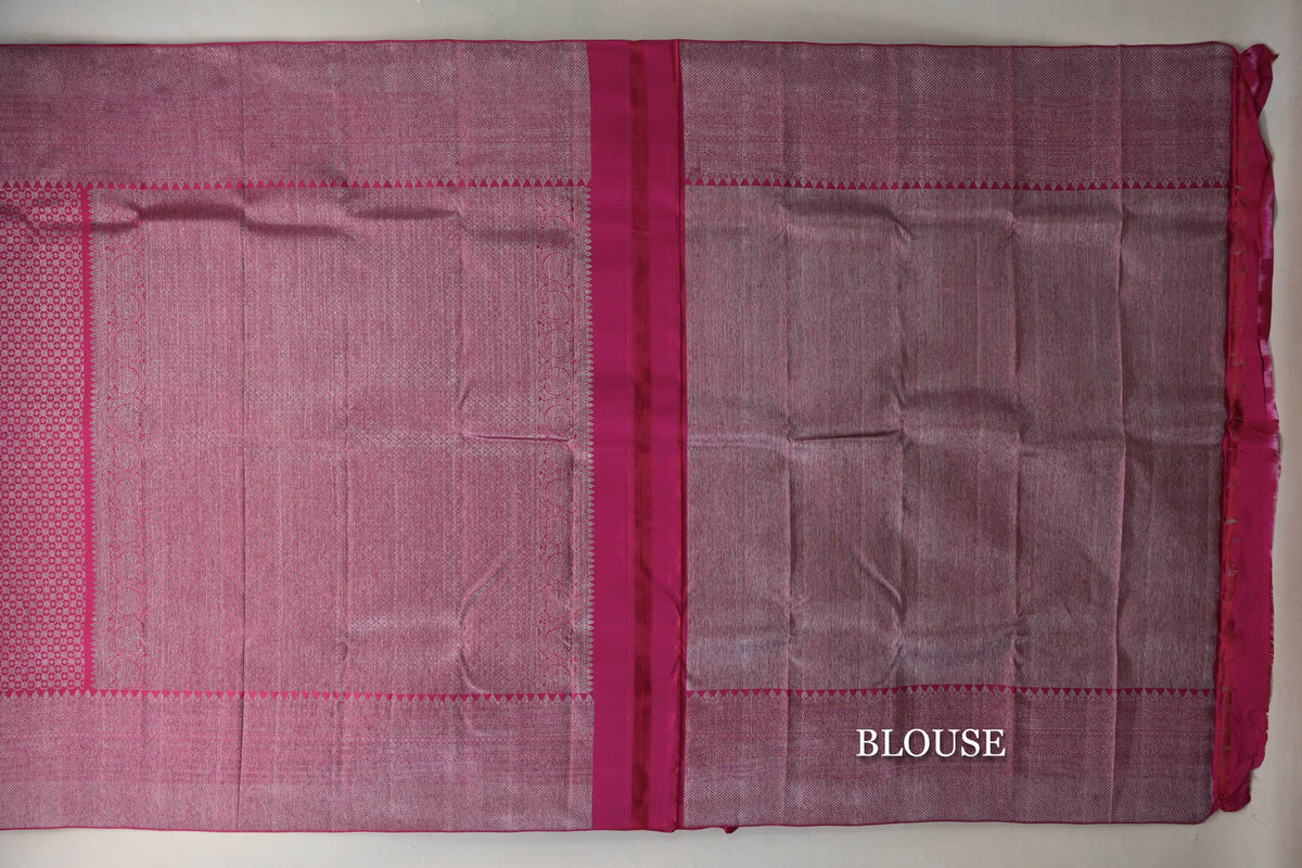 Deep Pink Kanjivaram Silk Saree blouse