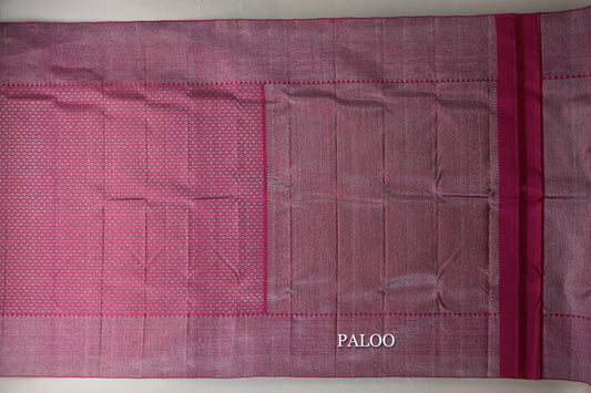 Deep Pink Kanjivaram Silk Saree paloo