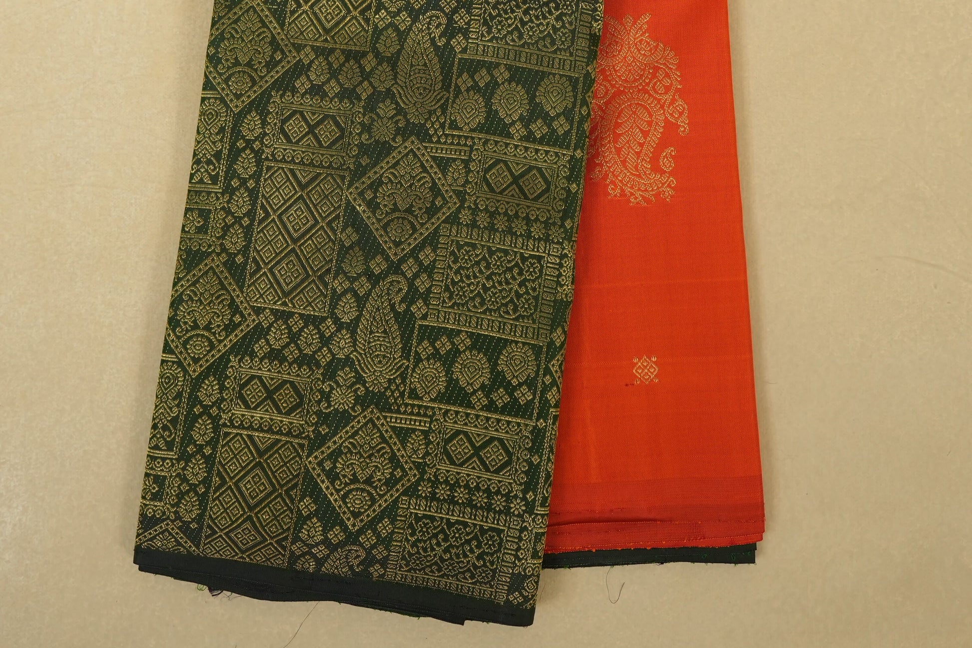 Orange Kanchipuram Silk Saree border