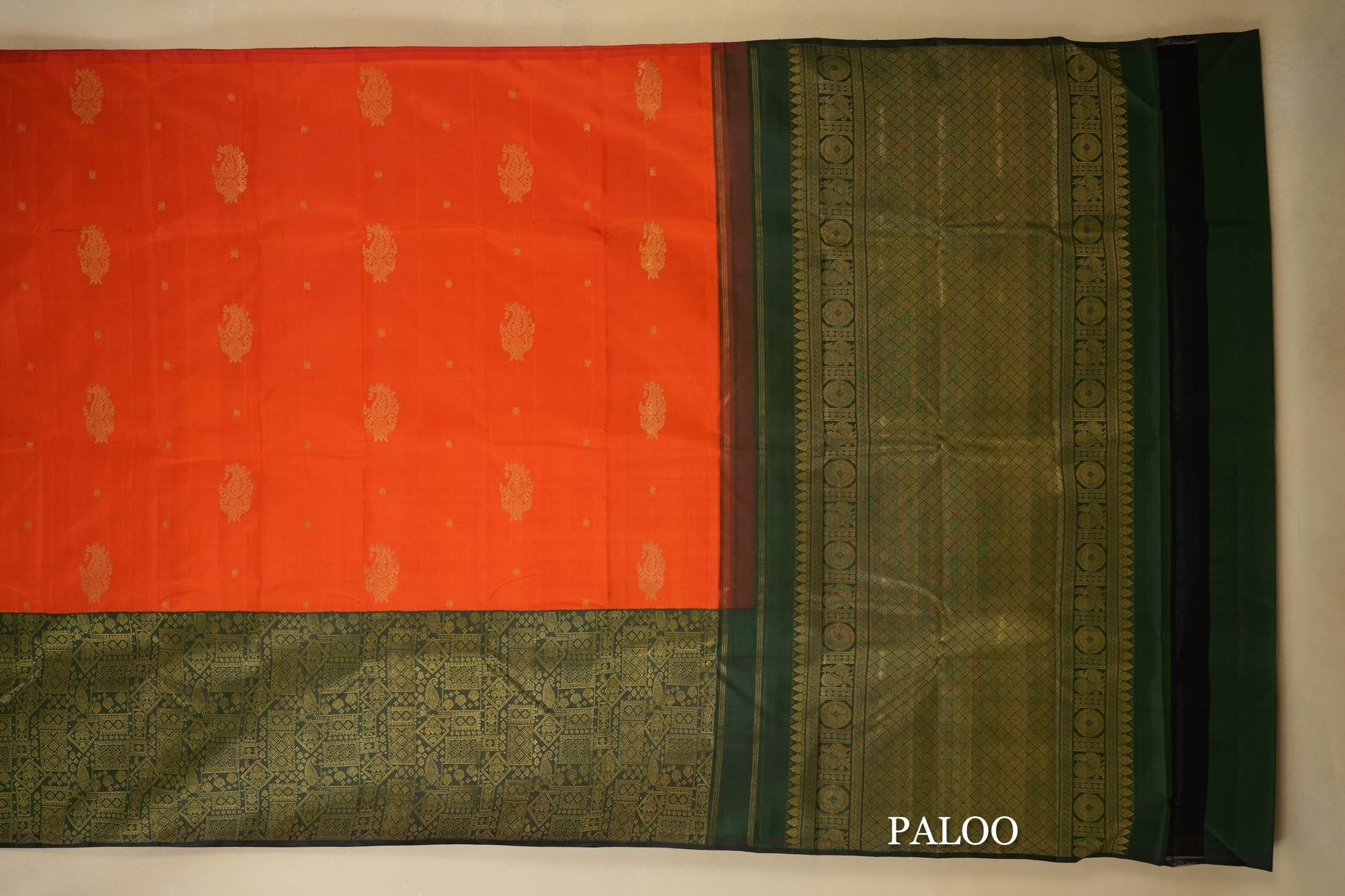 Orange Kanjivaram Silk Saree paloo