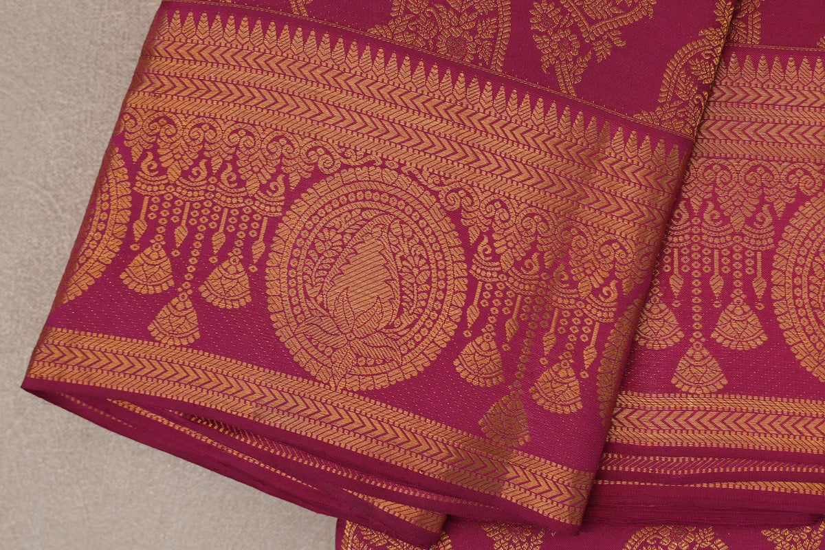 Deep Rani Pink Kanjivaram Silk Saree border