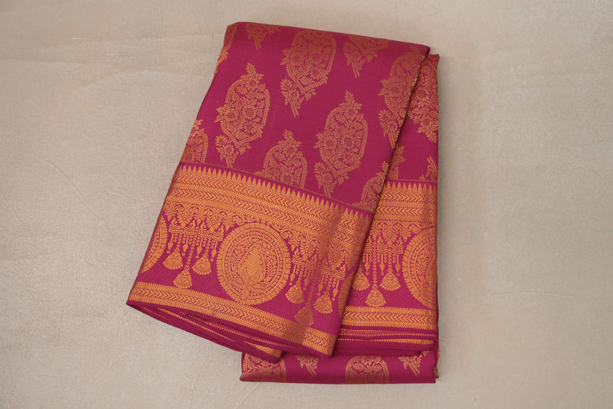 Deep Rani Pink Kanjivaram Silk Saree
