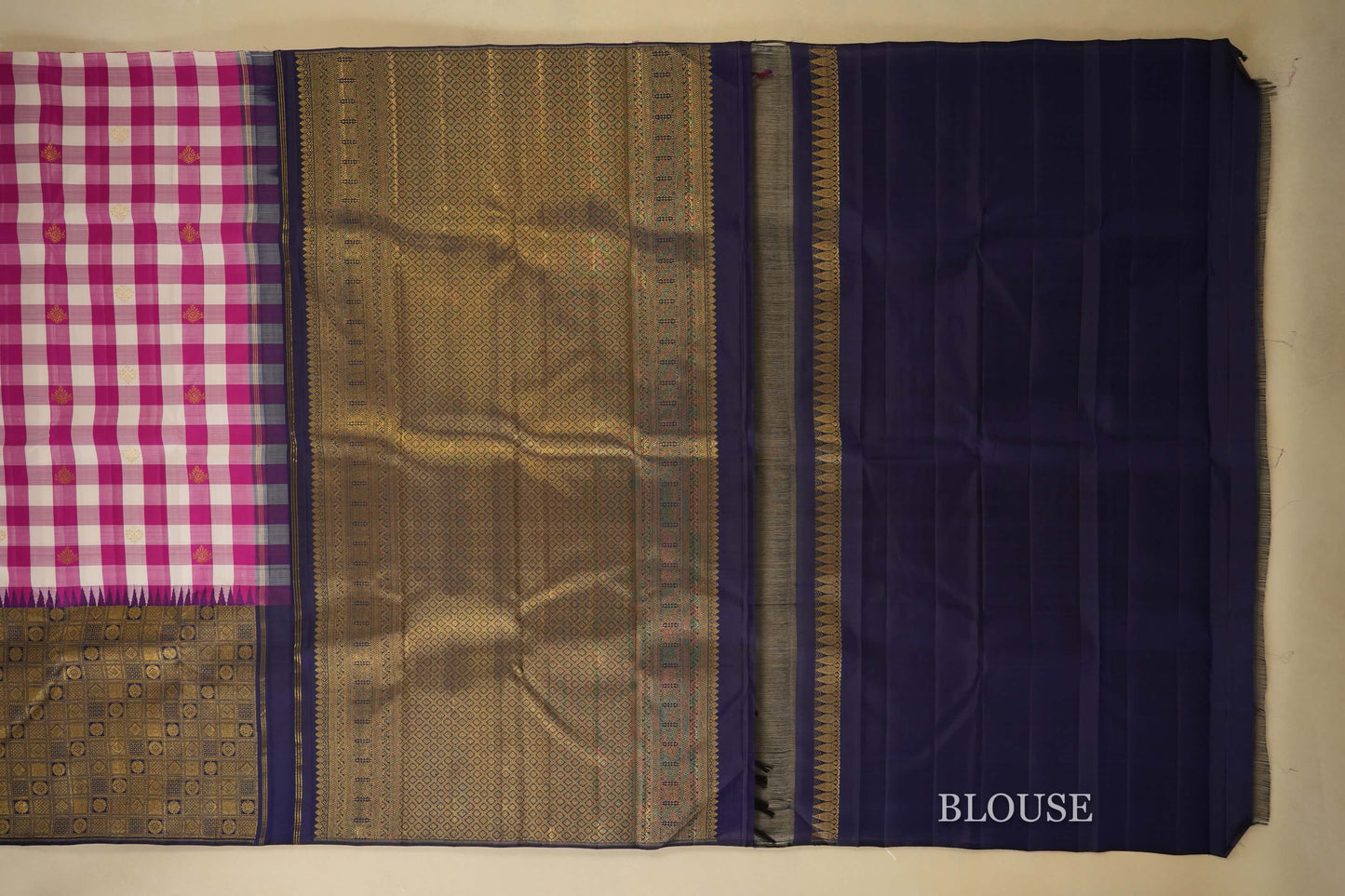 Multi Colour Kanjivaram Silk Saree blouse