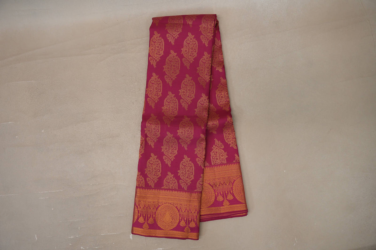Online Deep Rani Pink Kanjivaram Silk Saree