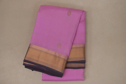 Bright pink with Dusty Lavender Light Weight Kanjivaram Silk Saree by Shreenivas Silks PSSR018952