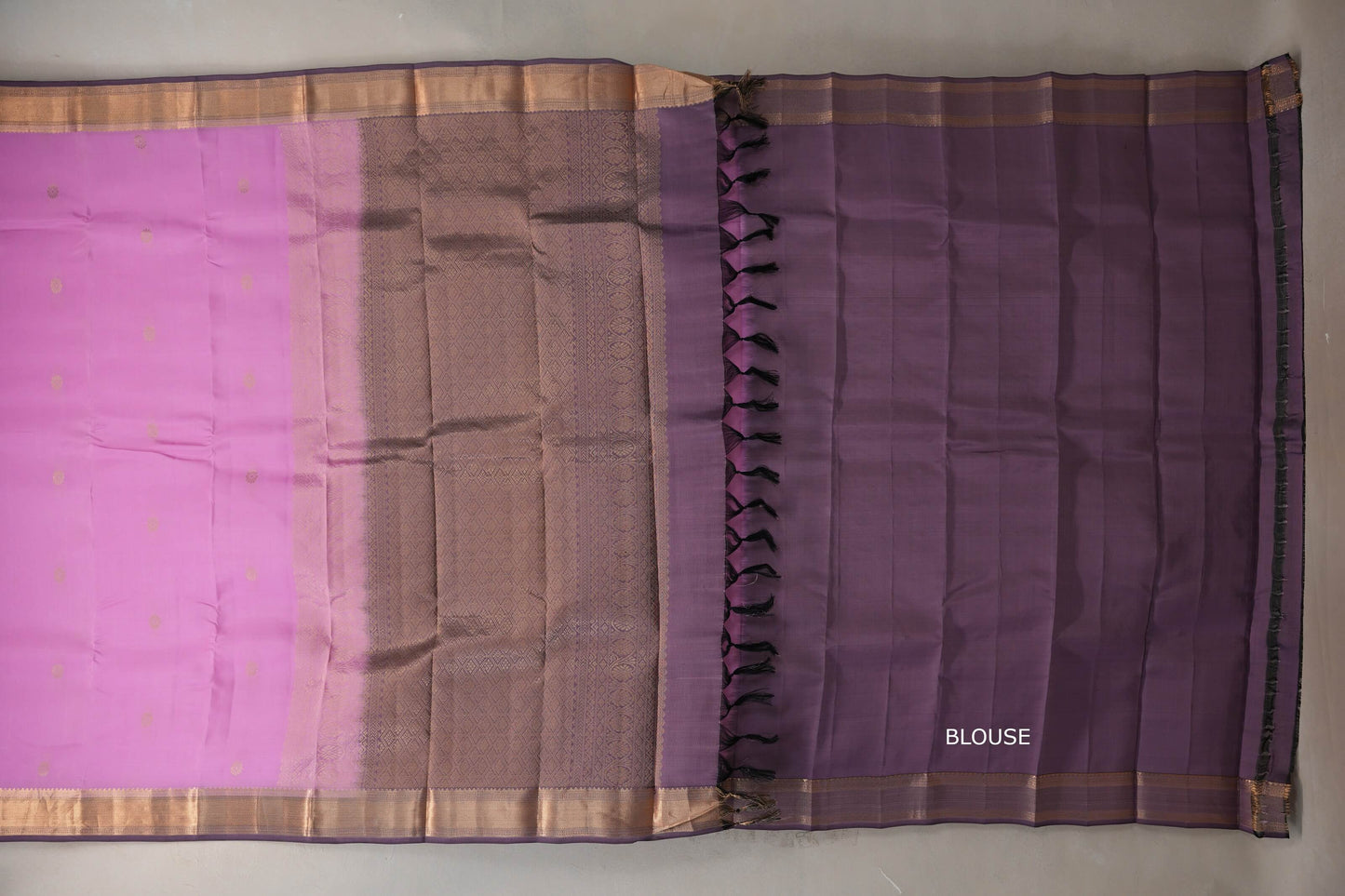 Bright pink with Dusty Lavender Light Weight Kanjivaram Silk Saree by Shreenivas Silks PSSR018952