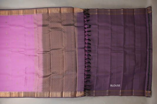 Bright pink with Dusty Lavender Light Weight Kanjivaram Silk Saree by Shreenivas Silks PSSR018952