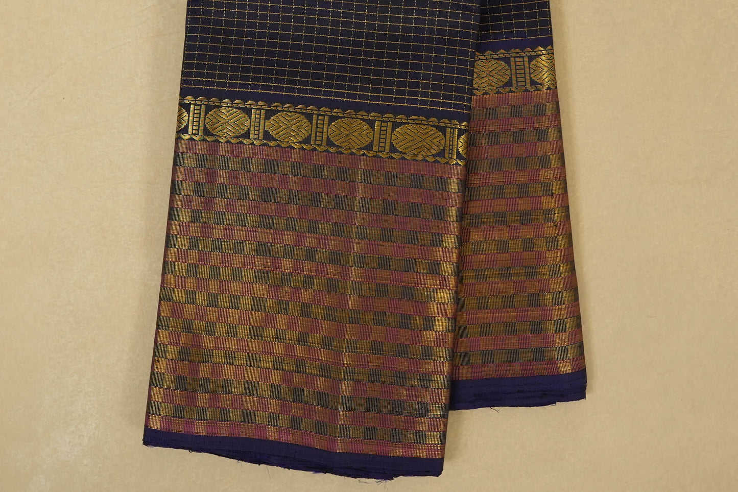 Navy Blue Kanjivaram Silk Saree border