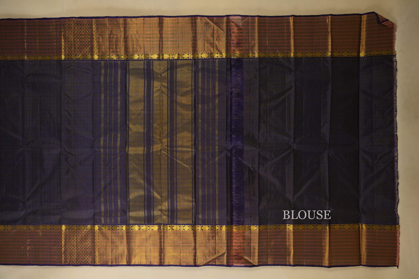 Navy Blue Kanjivaram Silk Saree blouse