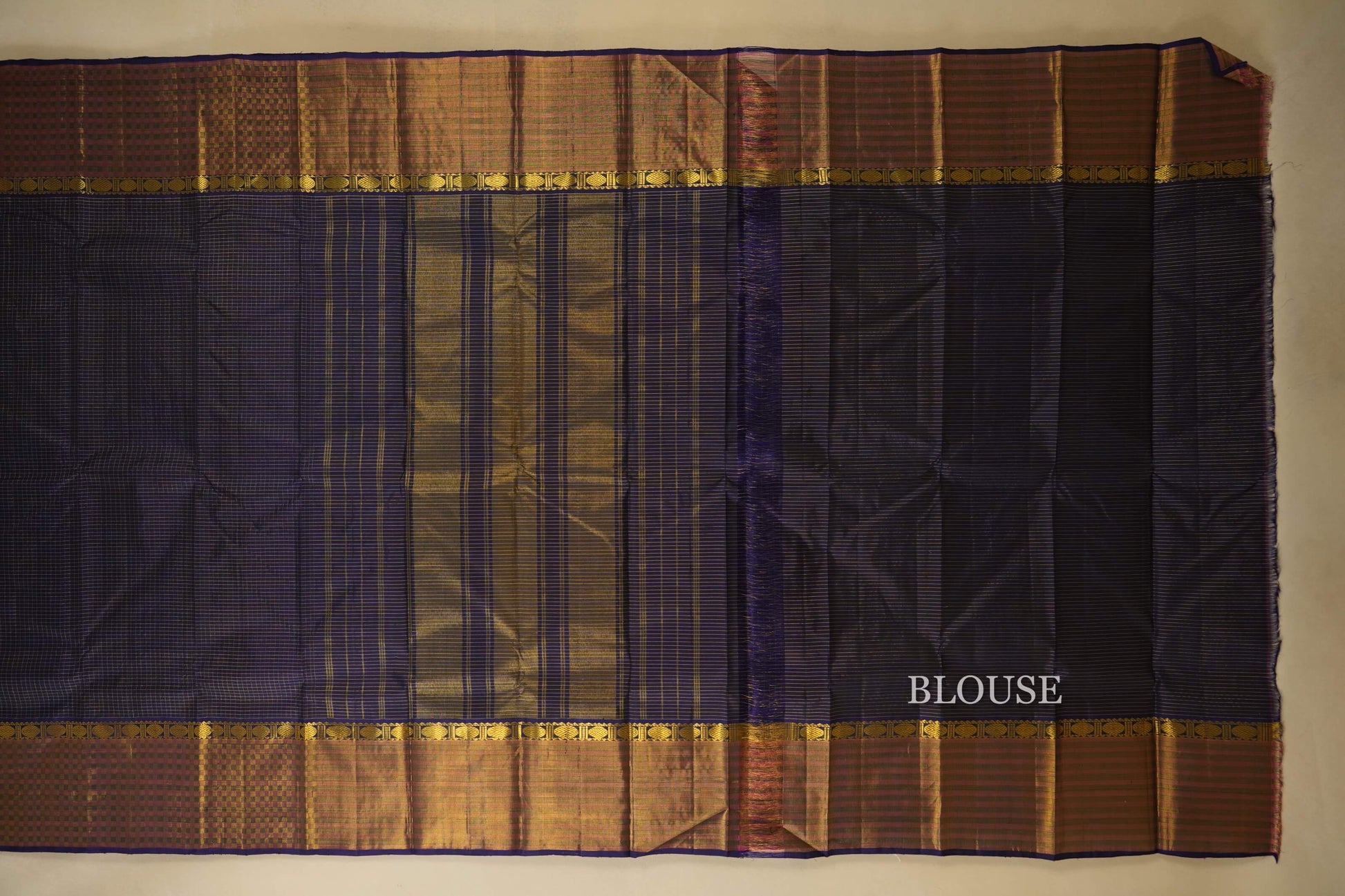 Navy Blue Kanjivaram Silk Saree blouse