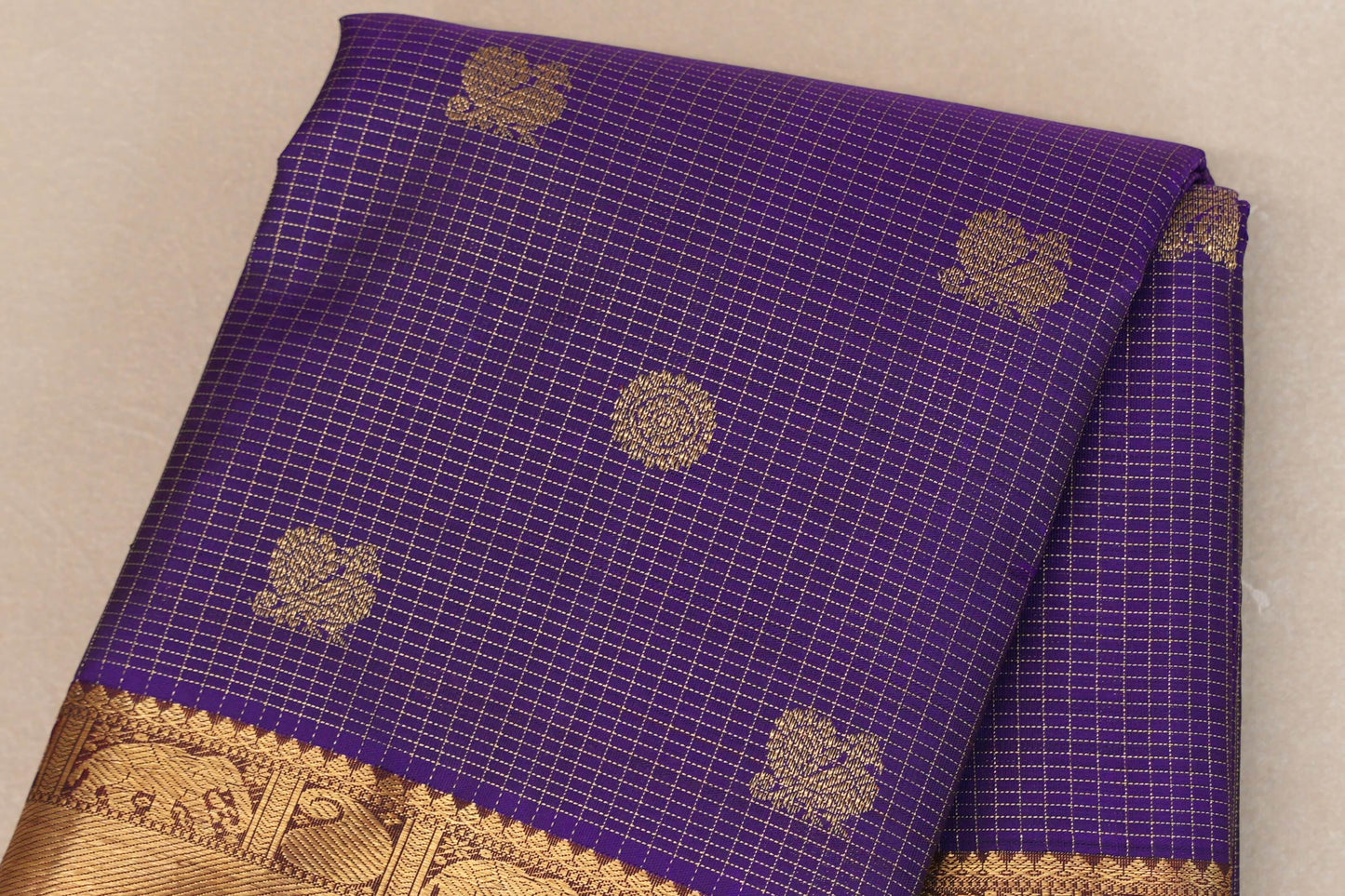 Deep Violet Heirloom Kanjivaram Silk Saree  body zoom