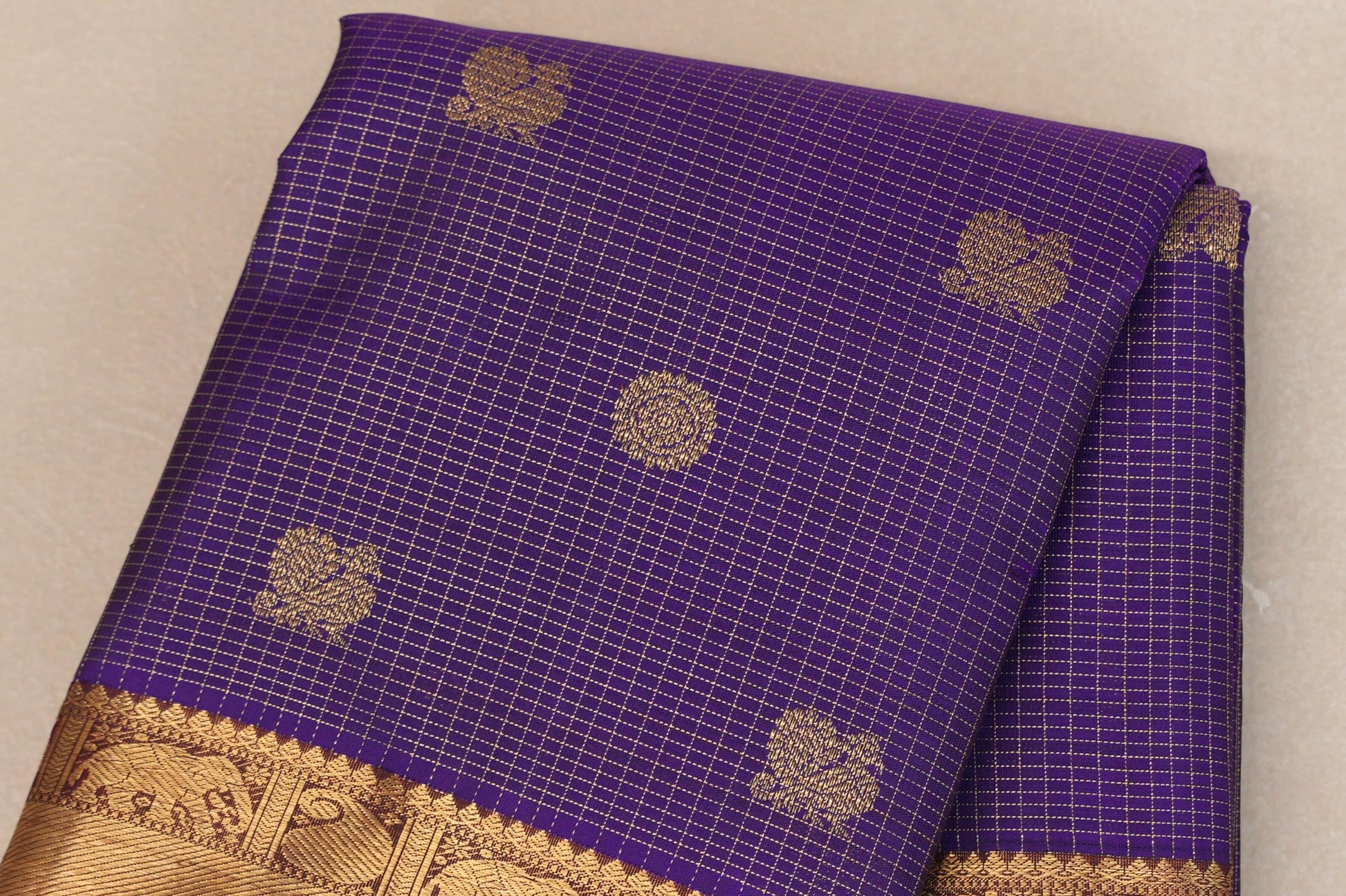 Deep Violet Heirloom Kanjivaram Silk Saree  body zoom