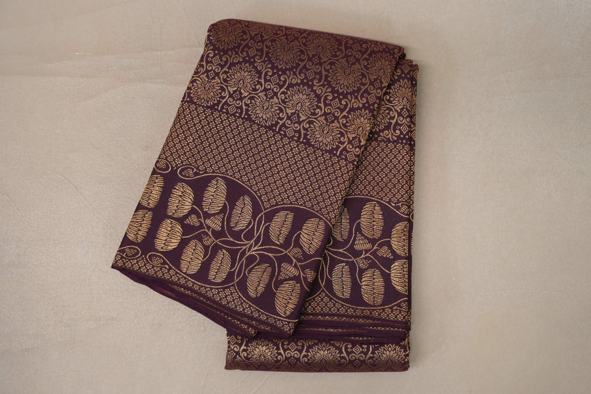 Deep Plum Kanjivaram Silk Saree