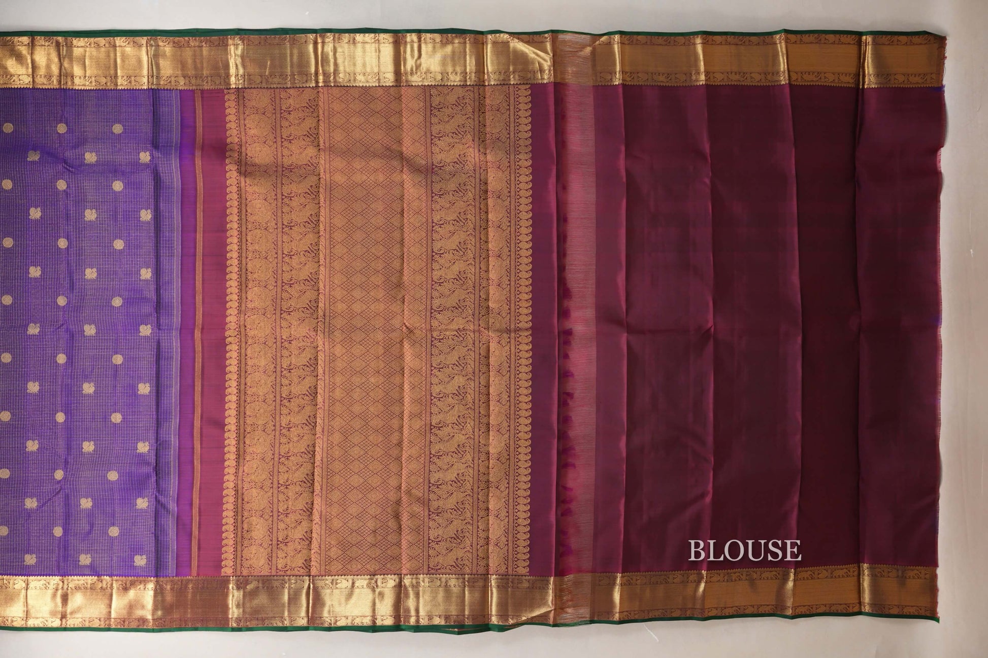Deep Violet  Heirloom Kanjivaram Silk Saree blouse