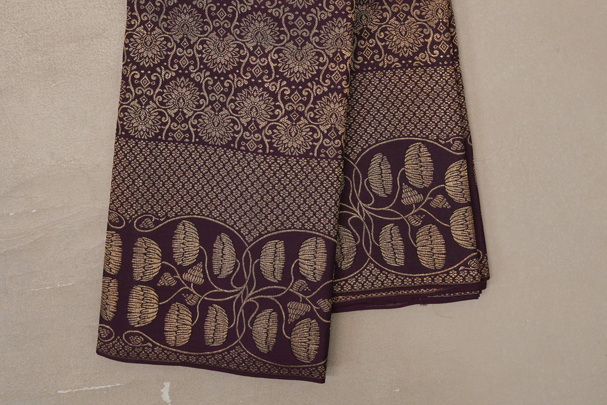 Deep Plum Kanjivaram Silk Saree border
