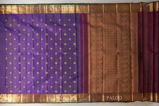 Deep Violet Heirloom Kanjivaram Silk Saree paloo