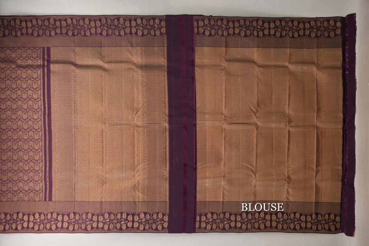 Deep Plum Kanjivaram Silk Saree blouse