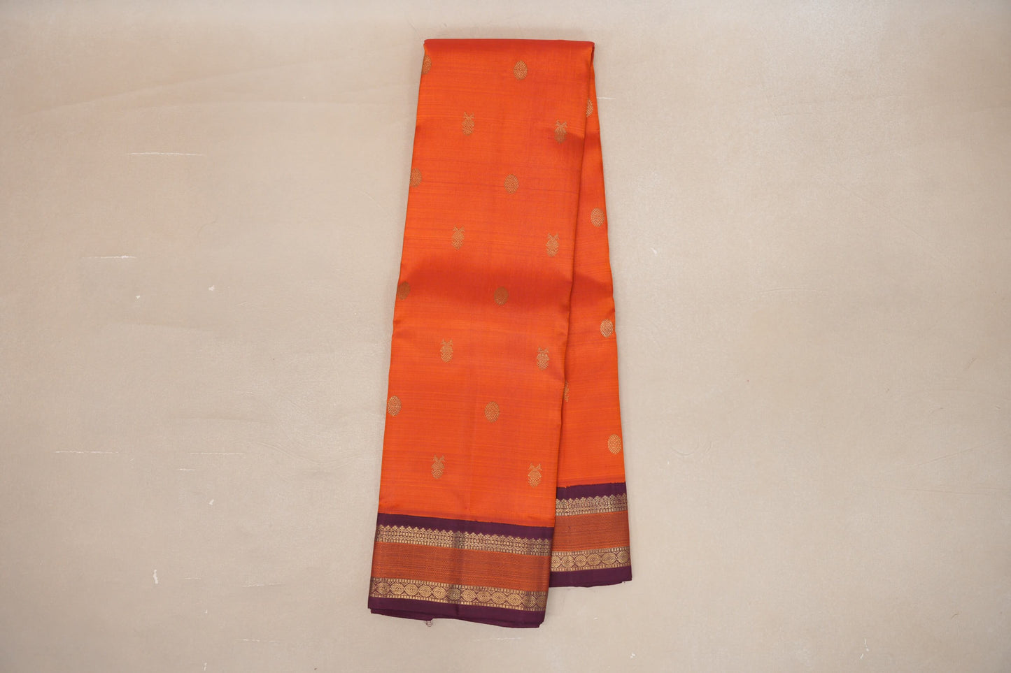 Orange with Deep Magenta Borders Heirloom Kanjivaram Silk Saree online