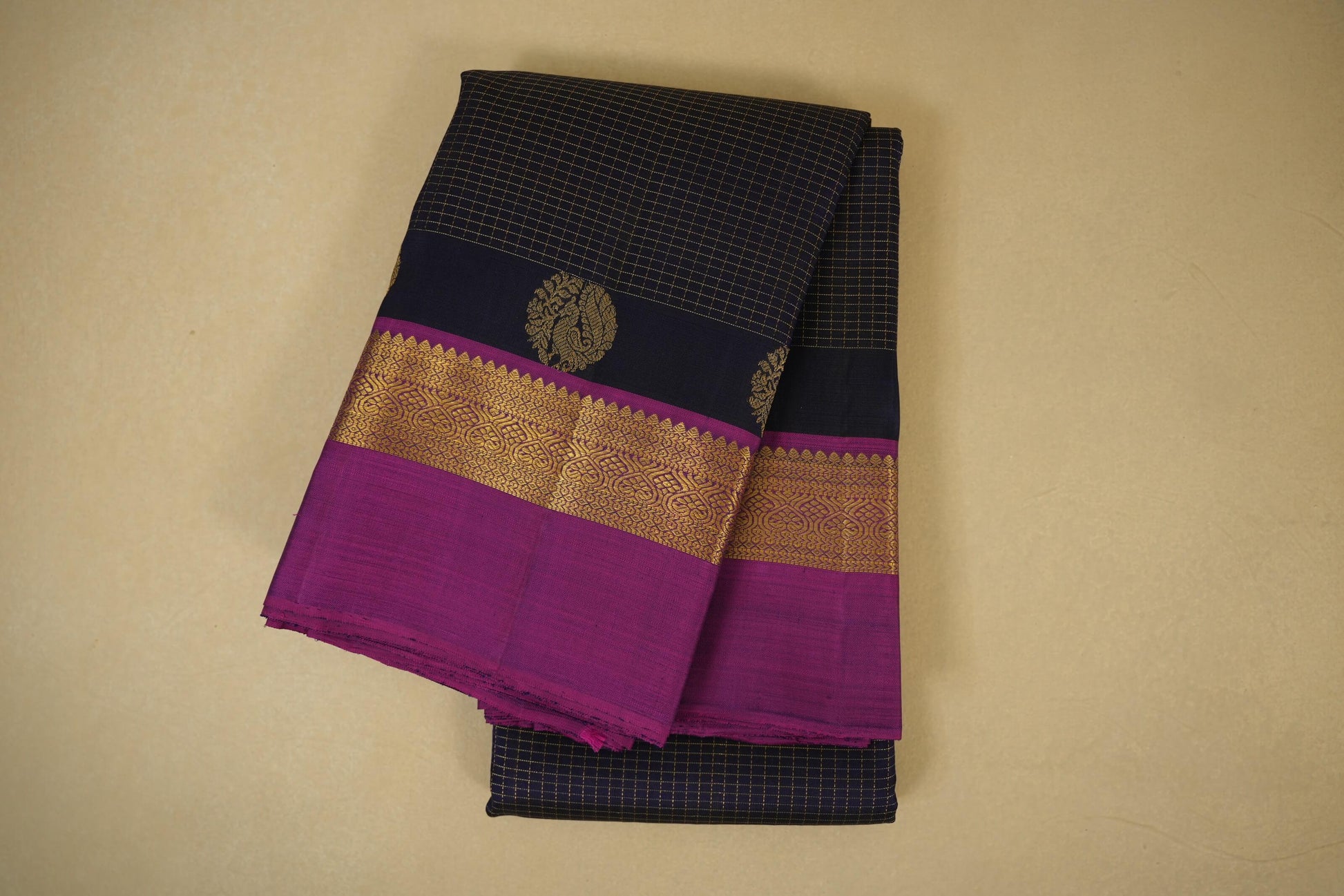 Dark Navy Blue Kanjivaram Silk Saree